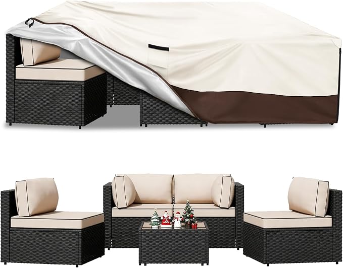 Patio Furniture Covers Waterproof,Heavy Duty Outdoor Furniture Covers,Rectangle Patio Table Cover Fits 5-8Piece Sectional Set Outdoor Chair Couch Table Sets (83" L x 34" W x 28" H) by Unknown