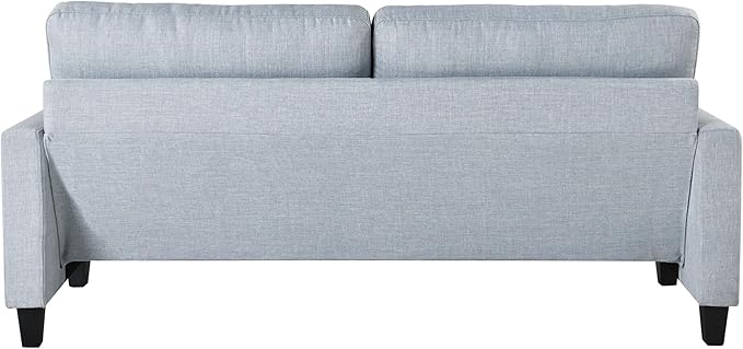 Serta® Lindbergh 70.5" Modern Transitional Sofa, Tufted Back Cushion, Square Track Arms, Solid Wood Legs, Dream Coil® Comfort, Woven Polyester Fabric, Light Gray