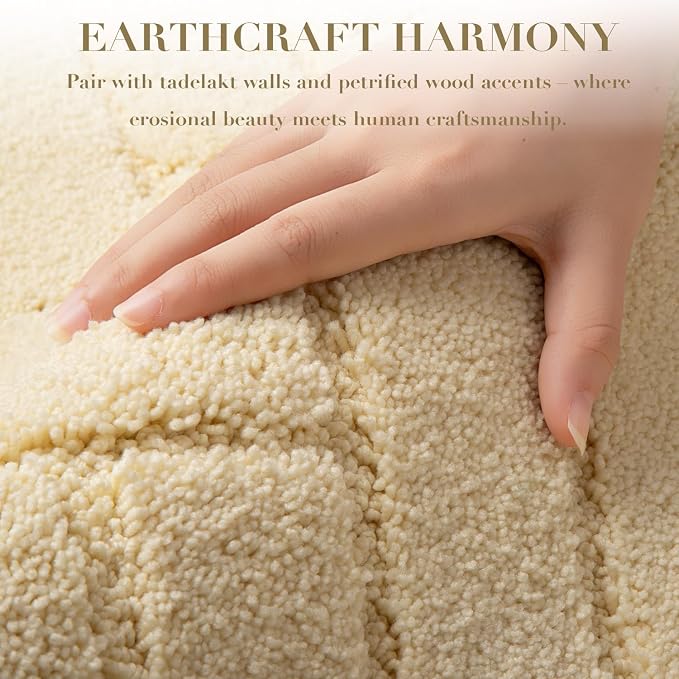 hicorfe Indoor Doormat,Front Back Door Mat Rubber Backing Non Slip Door Mats 20"x31.5" Absorbent Resist Dirt Entrance Doormat Inside Floor Mats for Entryway Washable Low-Profile(Cream Yellow) - Image 3