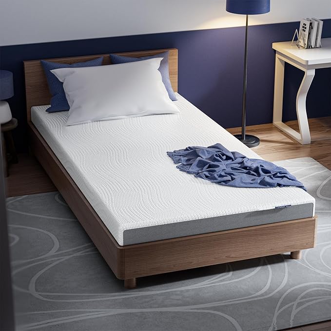 HOMRELEXA Cooling Mattress Topper Twin Size 2 Inch, Cooling Gel & Bamboo Charcoal Memory Foam Mattress Topper for Back Pain Relief, Firm Dual-Layer Foam Bed Pad with Removable Cover College Dorm