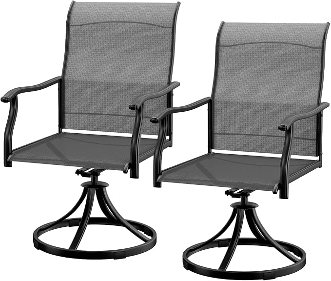 LEVELEVE 2-Piece Swivel Dining Chairs, Outdoor Patio Bistro Chairs for Lawn, Garden, Deck, Backyard & Porch (Matching Series for 5-Piece Set) by Enjoyyourlife