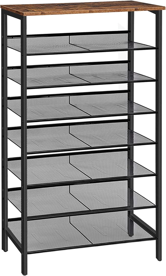 HOOBRO Shoe Rack for Entryway, 8-Tier Shoe Shelf, Large Capacity Shoe Storage Organizer for 21-24 Pairs of Shoes, Front Door Entrance, Hallway, Closet, Space Saver, Rustic Brown and Black BF18XJ01 by HOOBRO