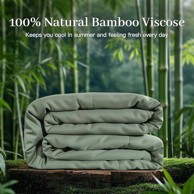 NEXHOME PRO 100% Viscose from Bamboo Comforter Queen Size - Ultra-Soft, Breathable, Lightweight All-Season & Summer Duvet Insert, Natural Temperature Regulating for Cooling Sleep