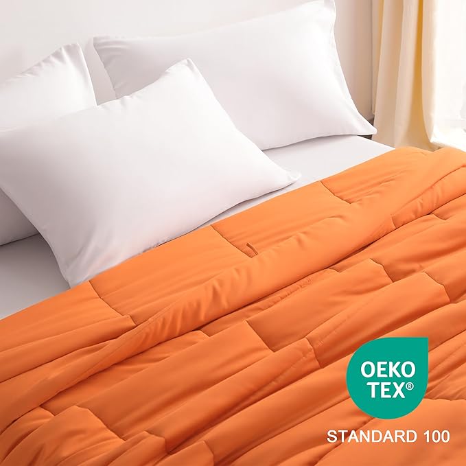 NTBAY Twin Comforter - Down Alternative Duvet Insert, All Season Bedding Quilted with Corner Tabs, Machine Washable, Soft Comforter Only, Orange