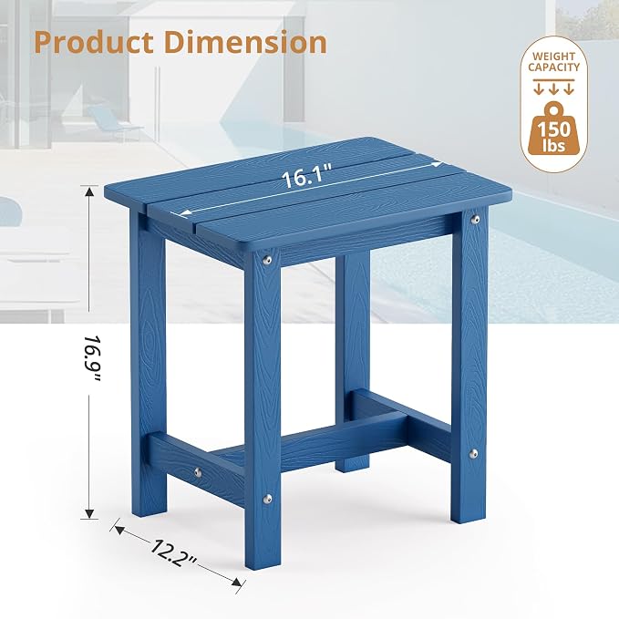 LUE BONA Outdoor Side Table Set of 2, HDPS Small Outdoor Table, Adirondack Side Table, Outside End Table for Patio, Porch, Deck, Weather Resistant/Easy Maintenance/Indoor or Outside Use, Navy Blue - Image 3