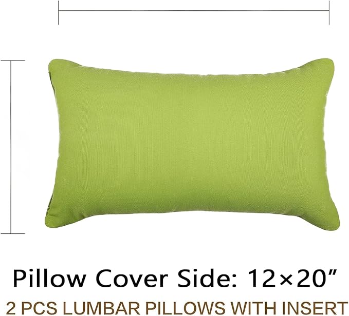 JMGBird Outdoor Lumbar Pillows Water-Repellent Set of 2 Outdoor Pillows with Insert Included 12×20 Inch Outdoor Pillow for Patio Furniture