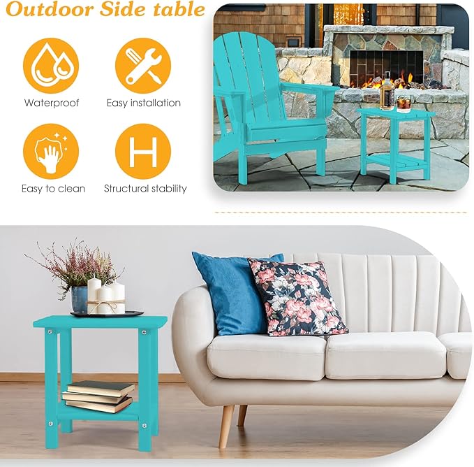 Apolimi Adirondack Outdoor Side Table, 2-Tier Sturdy Patio End Table Weather Resistant, 16.5" Solid Side Table for Patio, Pool, Porch - Image 5