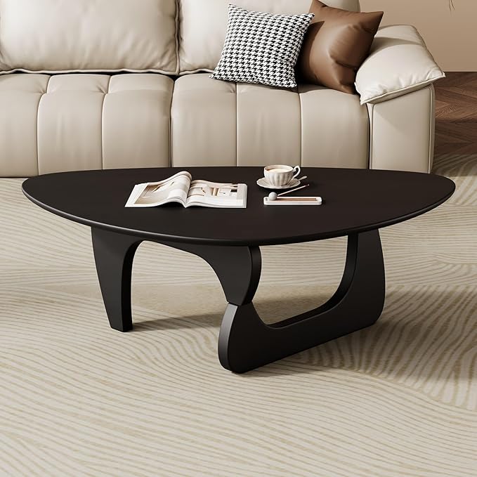Mid Century Modern Coffee Table - Black Wooden Coffee Table for Living Room,Center Table Suitable for Bedroom Living Room Reception Office Tables (Black, Medium 39.5 * 27 * 16in)
