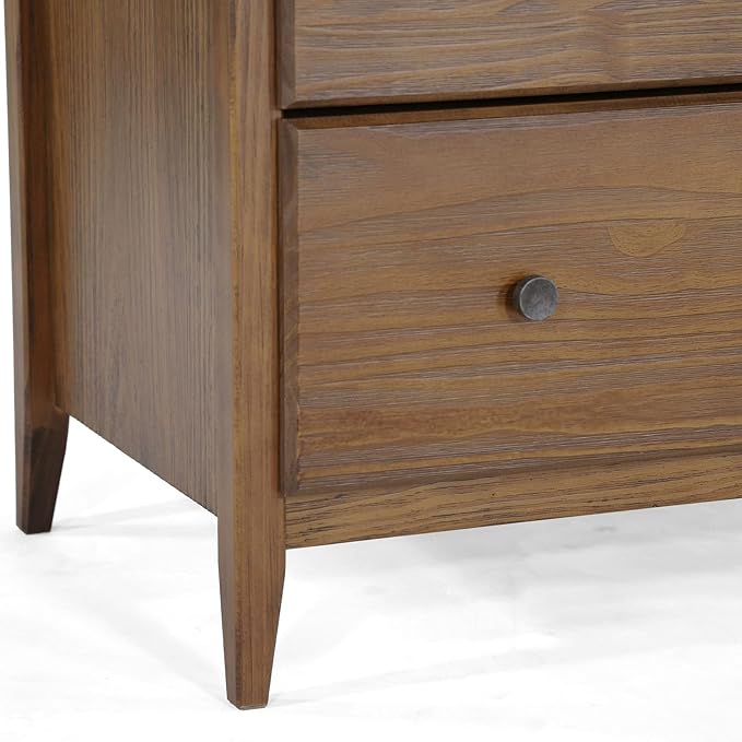 Grain Wood Furniture Greenport 2-Door Wardrobe, Solid Wood with a Brushed Walnut Finish