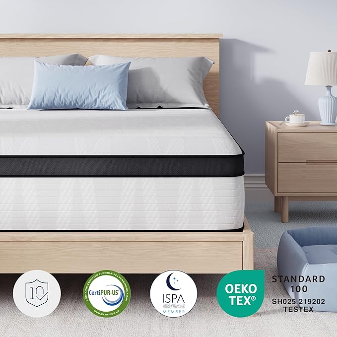 Avenco Full Size Mattress, 12 Inch Full Hybrid Mattress in a Box, Medium Firm Bed with Pocket Springs for Motion Isolation, Strong Edge Support, Breathable Comfort, CertiPUR-US Certified