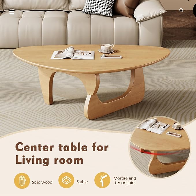 Mid Century Modern Coffee Table - Wooden Coffee Table for Living Room,Center Table Suitable for Bedroom Living Room Reception Office Tables (Wood, Small 34.5 * 23.5 * 16in)