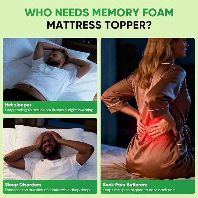 King Mattress Topper, 3 in 1 Memory Foam Mattress Topper for Back Pain, 2" Fluffy Cooling Mattress Toppers King Breathable Viscose Made from Bamboo and 2.5" Dual Firmness Gel Memory Foam.