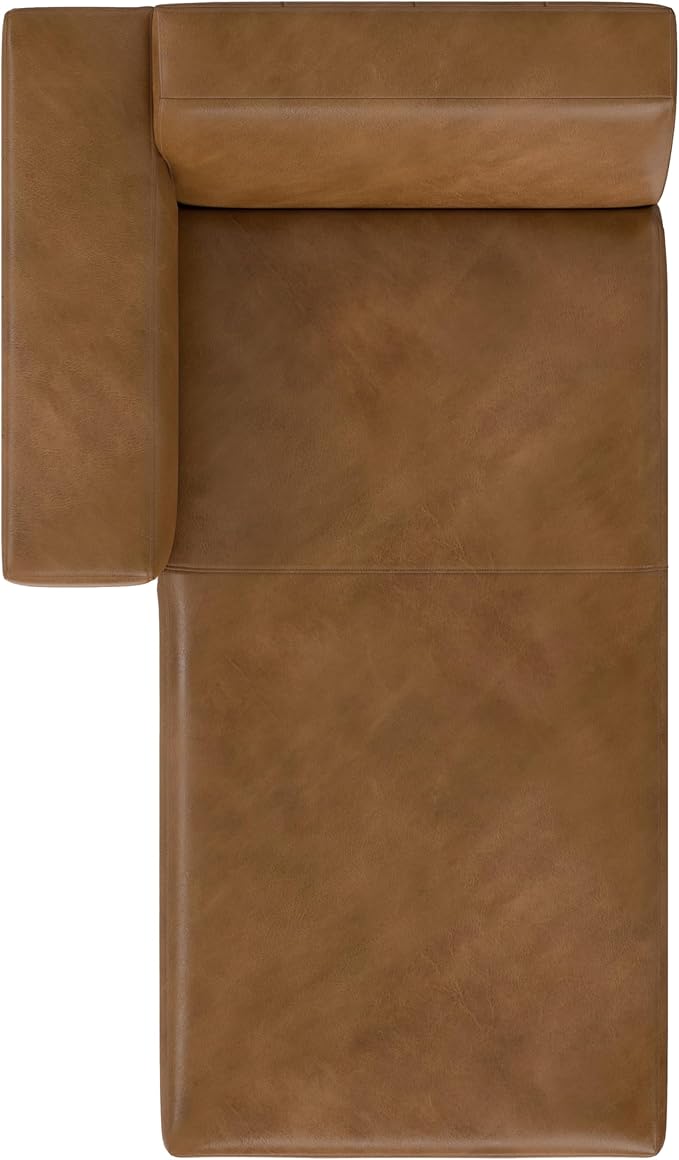 SIMPLIHOME Rex Left Chaise Sofa Module in Full-Grain Genuine Leather, Caramel Brown, 44-inches W x 69.5-inches D, Handcrafted Modern-Style Left-Arm Chaise Lounge Chair for Living Room