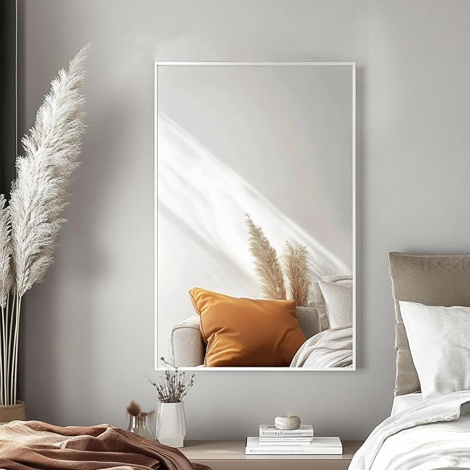 Sunniry White Wall Mirror, Mirrors for Bathroom Sink 20X24 inch, Bathroom Mirrors with Aluminum Metal Frame for Bedroom, Nursery, Entryway, Living Room. - Image 6