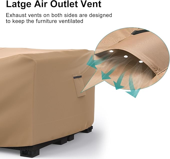Patio Furniture Set Cover Waterproof, Heavy Duty Furniture Covers for Outdoor Sectional Sofa Set Wicker Rattan Table Chair Rectangular,118"L×57"W×28"H,Brown - Image 3