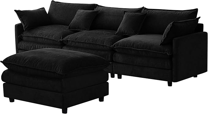 105" Oversized Modular Cloud Sectional Sofa Free Convertible L-Shaped Corner Sectional with Movable Ottoman, Chenille Upholstered Multiple Cushions Cloud Sofa Couches | Easy to Assemble