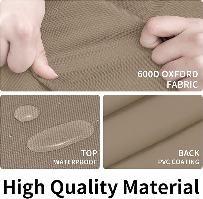 Easy-Going 600D Heavy Duty Round Patio Furniture Cover, Outdoor Table and Chair Set Cover, Waterproof Outdoor Sectional Furniture Set Cover (62" DIAx 28" H, Camel) - Image 3