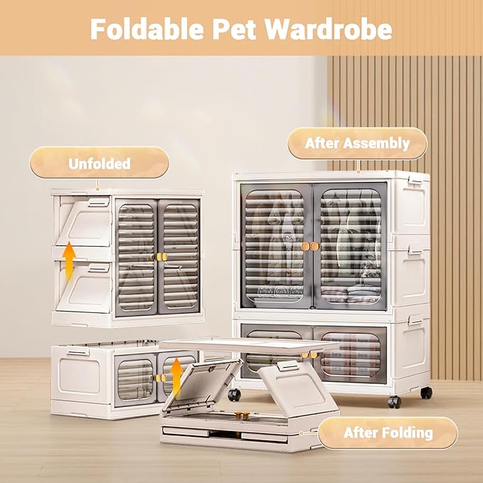 1 Pc Plastic Free Installation Baby Wardrobe Folding Storage Cabinet Multi-Layer Children's Small Wardrobe Household Clothes Storage Box Transparent Gray 60cm Wide Three-Layer with Wheels