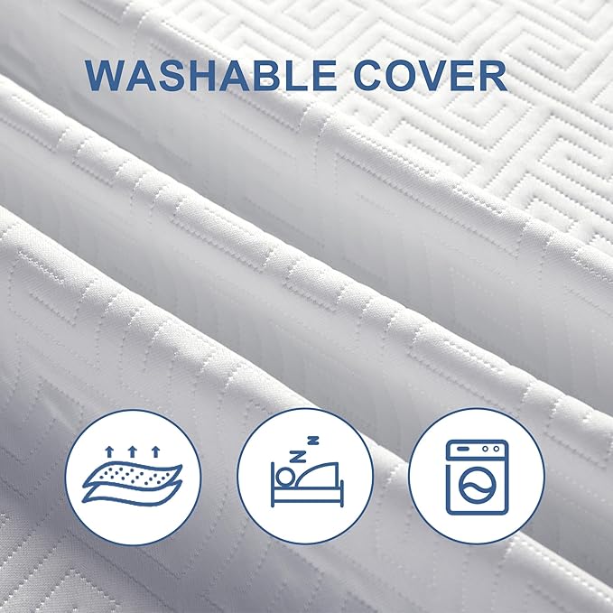 Eiayeebil 2 Inch Memory Foam Mattress Topper Full, Memory Foam Pad with Removable & Washable Cover, Bed Topper for Back Pain, Non-Slip Ventilated Design, Full Size