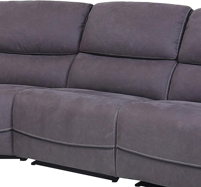 AC Pacific Levi 6-Piece Power Reclining Sectional Couch for Living Room, Transitional Fabric Upholstered Sofa with Storage Console and Cup Holders, Gray