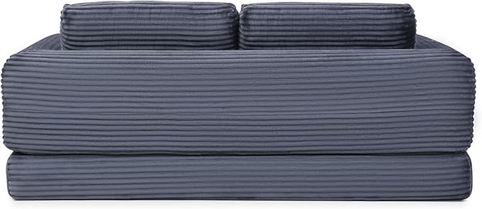 Foldable Boneless Love Seat Couches in a Box, Modern Floor Foam Sleeper Sofa Bed 2-in-1 Convertible Cloud Sofa for Home Apartments Bedroom