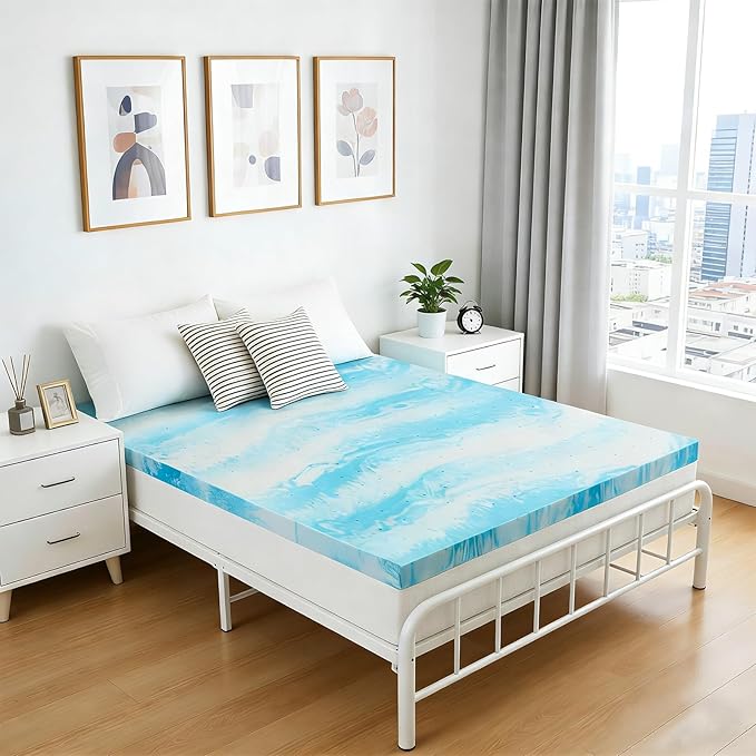 IULULU Twin Size Mattress Topper, 4 Inch Gel Memory Foam Topper, Plush Comfort & Pressure Relief, CertiPUR-US Certified