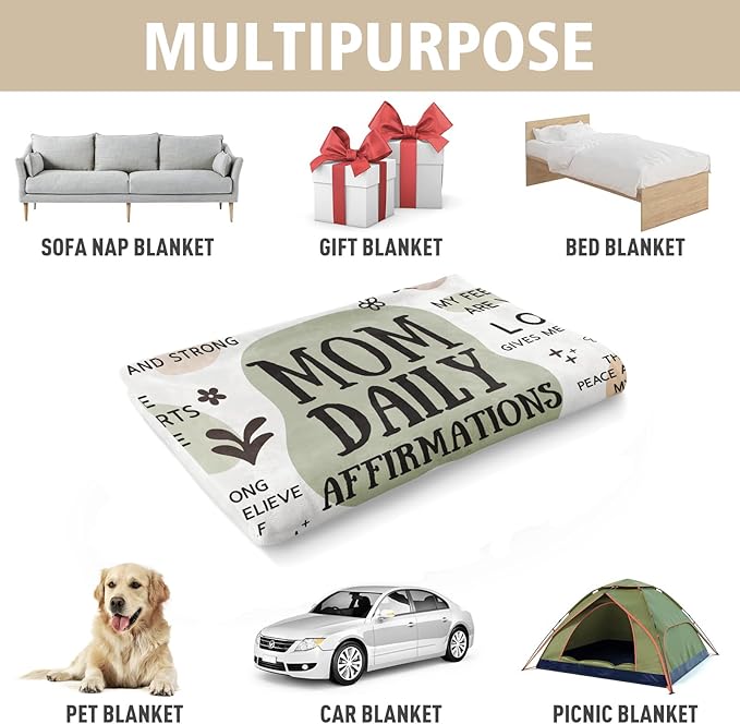 BaubleDazz First Mothers Day New Mom Gifts Blanket, Mama Daily Affirmations, Postpartum Pregnancy Gift for First Time Moms, Mommy to Be, Mama, New Mom Essentials, Birthday Gifts for Moms(50" x 60")
