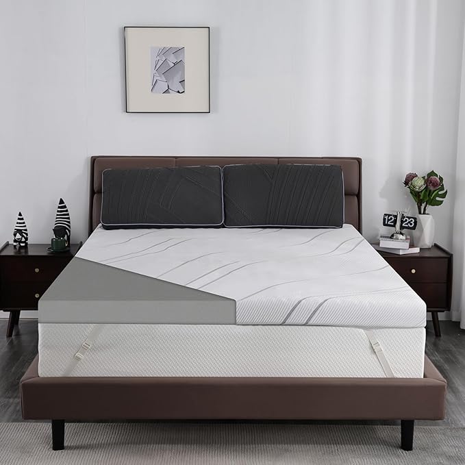 Ultra Firm Mattress Topper Queen Size, 3 Inch Extra Firm Mattress Pad for Pain Relief, High Density Support Bed Topper with Removable & Washable Cover, CertiPUR-US, No Smell