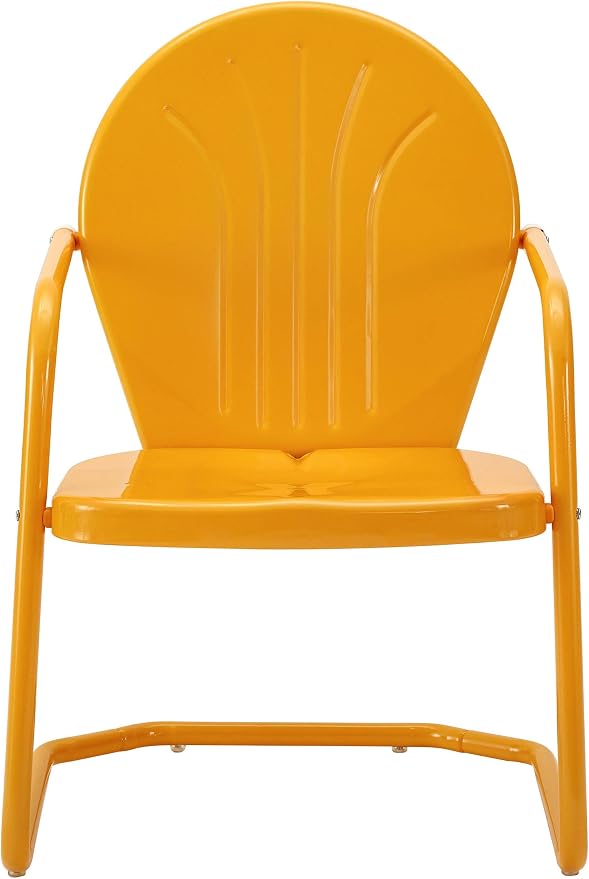 Crosley Furniture Griffith Outdoor Chair, Retro Metal Patio Chairs for Dining, Porch, Deck, Balcony, Tangerine - Image 4