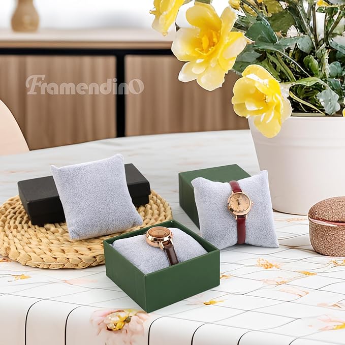 Framendino, 20 Pack Gray Velvet Watch Pillow Bracelets Pillows Bangle Cushions Jewelry Display for Gift Box
