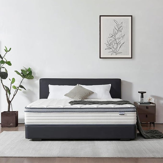 Twin Mattress, 10 Inch Twin Hybrid Mattress in a Box, Pocket Innerspring Mattresses for Motion Isolation, Pressure Relief and Edge Support