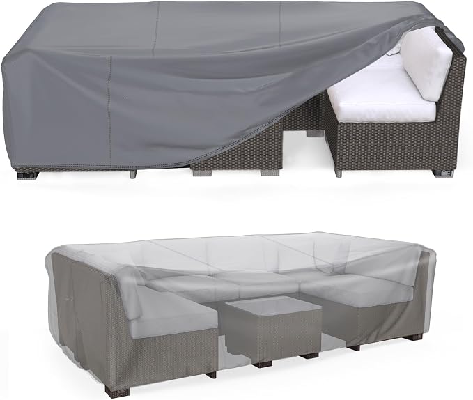 Mrrihand Heavy Duty Patio Furniture Covers, Outdoor Furniture Covers Waterproof Sectional Sofa Set, Patio Table and Chair Set Cover 78" L×62" W×30" H,Grey by Mrrihand