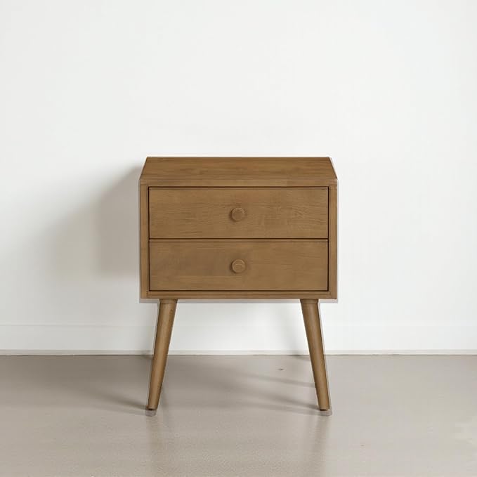NTC Lux Nightstand with 2 Drawers, Featuring Adaptable Design, 150 lbs Load Capacity, Water-Resistant, Elevate Your Space, Easy Assembly - Teak Look by NTC