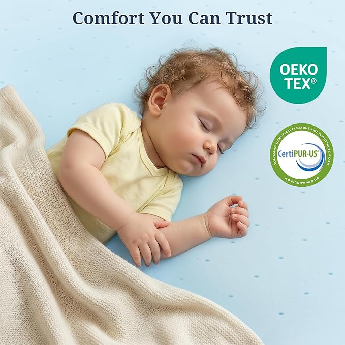 Queen Mattress Topper, 4 Inch Gel Memory Foam, Plush Comfort, Pressure Relief, Ventilated Breathable Design, CertiPUR-US Certified, Blue