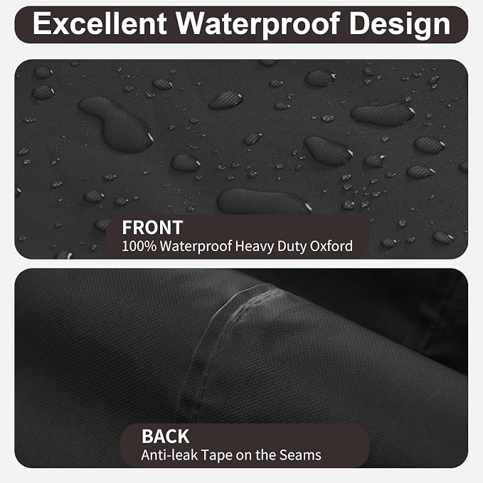 PureFit Outdoor Sectional Sofa Cover Waterproof V Shaped Patio Furniture Covers for Deck, Lawn and Backyard, 89”x89”, Black - Image 4