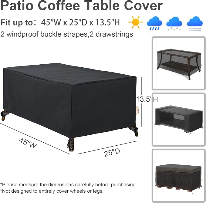 Patio Furniture Covers,Outdoor Furniture Cover Waterproof,Patio Furniture Set Covers for 4 Piece Outdoor Conversation Set,Patio Covers Set X-Large (Black) - Image 4
