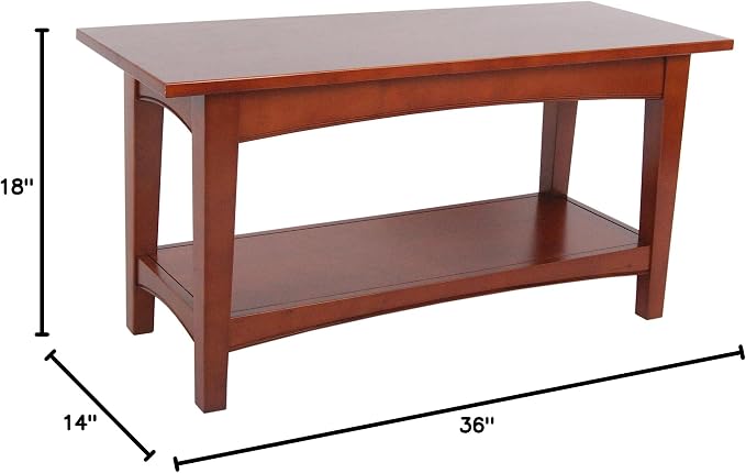Shaker Cottage Bench in Cherry – Entryway Furniture, Shoes Shelf, Coffee Table, Long Lasting Durability, Easy Assembly, Transitional, Cottage Styling - Image 5
