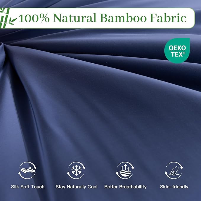 NEXHOME PRO 100% Viscose Derived from Bamboo Comforter Queen Size - Cooling & Moisture-Wicking Bedding - All Season Lightweight Design - Natural Organic Queen Duvet Insert