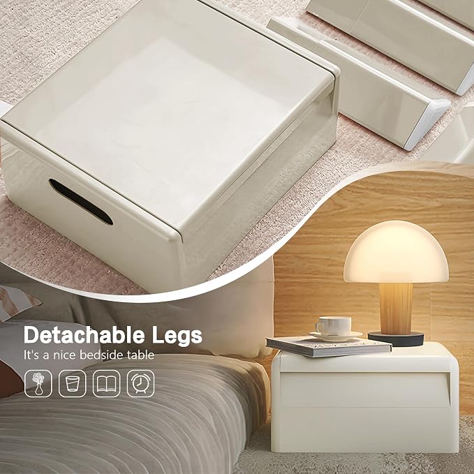 Nightstand Bedside Table with Storage Space, Multifunctional Colorful Plastic End Table Small Side Table for Bedroom, Dorm and Small Spaces, Easy Assembly(11.8" D x 15" W x 15.7" H, White) - Image 7