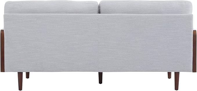 Christopher Knight Home Arboris Modern Rubberwood Frame, Fabric Upholstered Loveseat, Living Room/Bedroom/Apartment Couch/Sofa with Toss/Back Pillows and Removable Cushions, Light Gray+Light Walnut