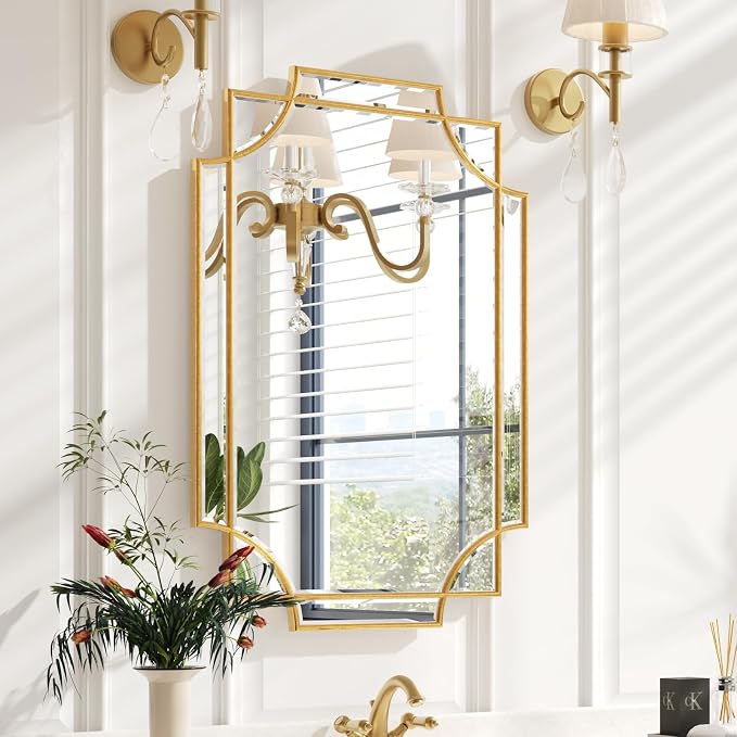 Kelly Miller 20"x30" Small Gold Bathroom Mirror for Wall Mount, Beveled Vanity Mirror for Master Bath Half Bath by KellyMiller