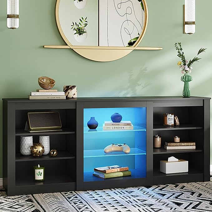 WLIVE Modern TV Stand for 65 Inch TV, Entertainment Center with Adjustable Open Shelves & RGB LED Lights, Sturdy Media Console for Living Room, Bedroom,Gaming (Black) - Image 7