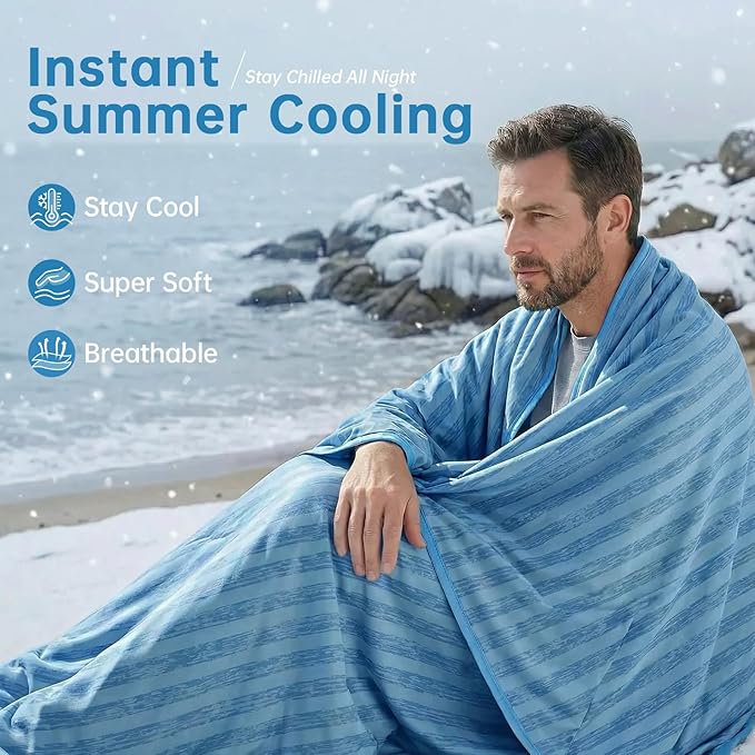 Guohaoi Cooling Throw Blanket for Hot Sleepers,Arc-Chill Q-Max >0.5 Cool Fiber,100% Oeko-Tex Certified Lightweight Summer Cool Blanket for Travel/Outdoor Ultra Cold Breathable,50''x70''