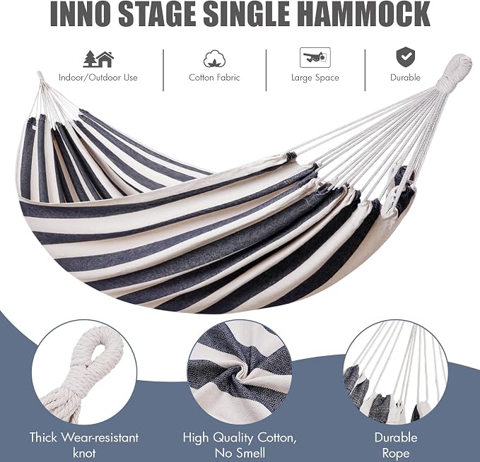 INNO STAGE Brazilian Hammock with Tree Straps - Cotton Hammocks Portable Hammock with Carry Bag for Backyard, Porch, Outdoor and Indoor Use - Image 6