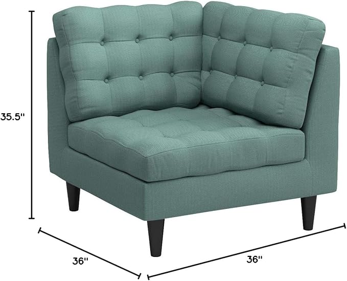 Modway Empress Mid-Century Modern Upholstered Fabric Corner Sofa In Laguna