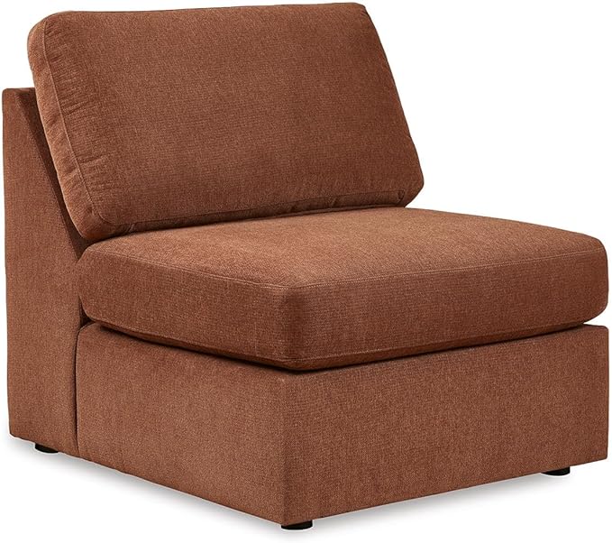 Signature Design by Ashley Modmax Stain Resistant Minimalist Modular Anti Sag Right-Arm Facing 4-Piece Sectional with Chaise, Loose Reversible Cushions and 2 Accent Pillows, Orange