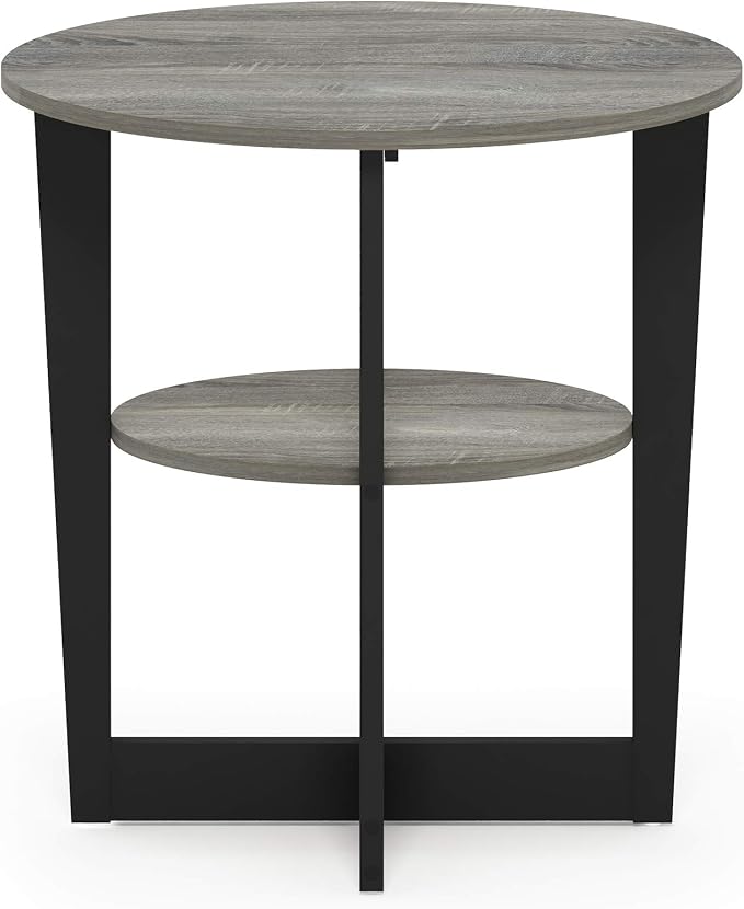 Furinno JAYA Side Table, 2-Tier Round Modern End Table with Oval Tabletop, Night Stand, Bedside Table with Open Shelf, for Living Room, Bedroom, French Oak - Image 7
