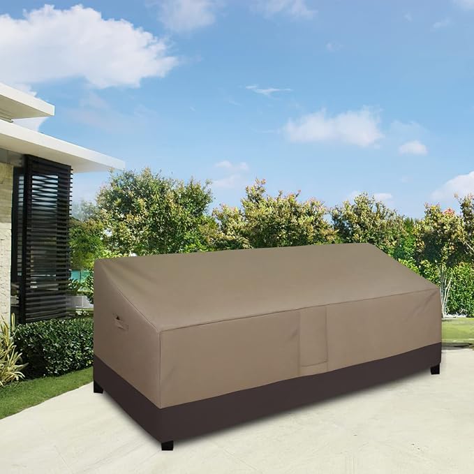 Easy-Going Waterproof Outdoor Couch Cover, Heavy Duty 4-Seater Patio Sofa Cover, Winchdproof Outdoor Furniture Cover with Air Vent （104Wx32.5Dx33H inch,Camel/Dark Brown - Image 2