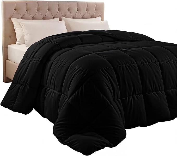 Utopia Bedding King Comforter Duvet Insert, Quilted Black Comforter with Corner Tabs, Box Stitched Down Alternative Comforters King Size 90 x 102 inches