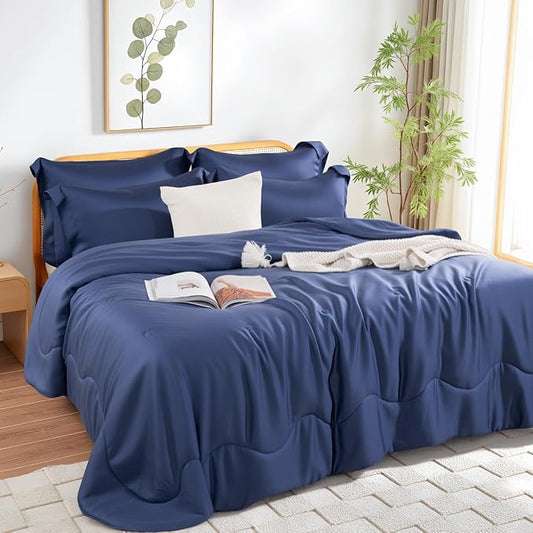 NEXHOME PRO 100% Viscose Derived from Bamboo Comforter King Size - Cooling & Moisture-Wicking Bedding - All Season Lightweight Design - Natural Organic King Duvet Insert